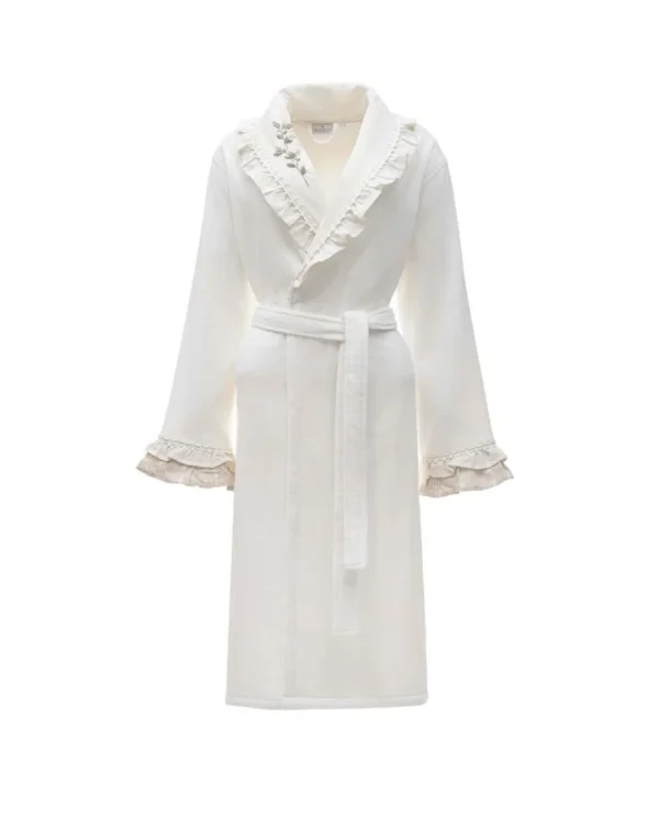 Ecocotton Leyna Familie Badjas Set 100% Biologisch Katoen Geborduurd Crème/Crème- M/L
