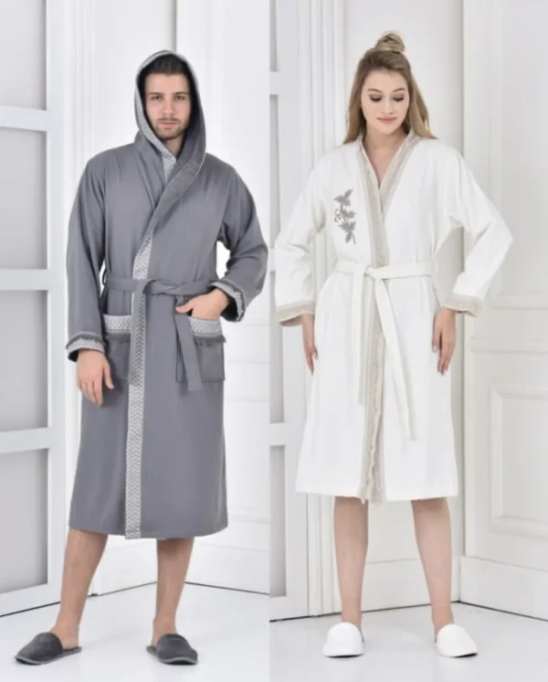Ecocotton Miya Familie Badjas Set 10-Delig Crème-Anthraciet M/L
