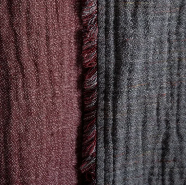 Ecocotton Muna herenbadjas van biologisch katoen – bordeaux/antraciet