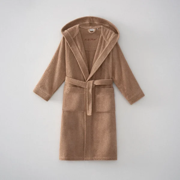 Ecocotton Ecosoft Dames Badjas 100% Biologisch Katoen Dobby terra