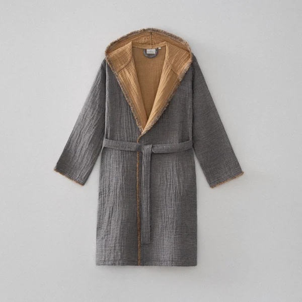 Ecocotton Muna Dames Badjas 100% Biologisch Katoen Inject Terra-Anthracite
