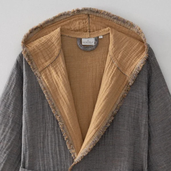Ecocotton Muna Dames Badjas 100% Biologisch Katoen Inject Terra-Anthracite