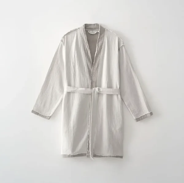 Ecocotton Melsa Dames kamerjas van Biologisch Katoen – Mousseline – Lichtgrijs