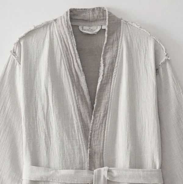 Ecocotton Melsa Dames kamerjas van Biologisch Katoen – Mousseline – Lichtgrijs