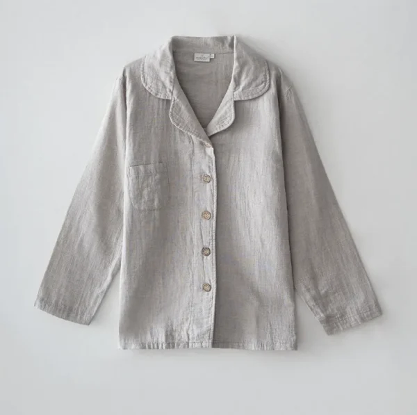 Ecocotton Melsa Damespyjamaset van Biologisch Katoen – Mousseline – Lichtgrijs