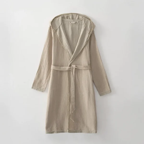 Ecocotton Melsa Heren ochtendkleed van Biologisch Katoen – Mousseline – Beige