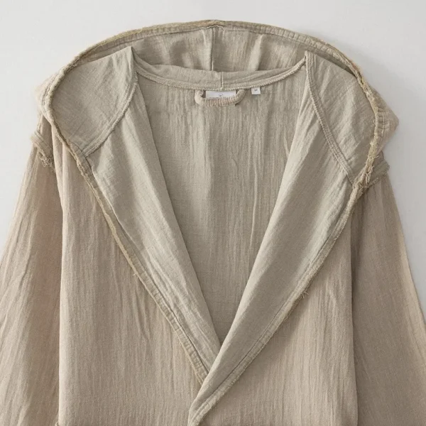 Ecocotton Melsa Heren ochtendkleed van Biologisch Katoen – Mousseline – Beige