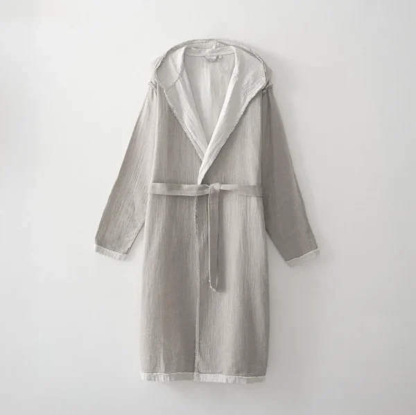 Ecocotton Melsa Heren ochtendkleed van Biologisch Katoen – Mousseline – Licht Grijs
