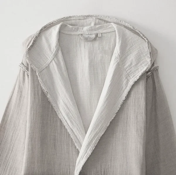 Ecocotton Melsa Heren ochtendkleed van Biologisch Katoen – Mousseline – Licht Grijs