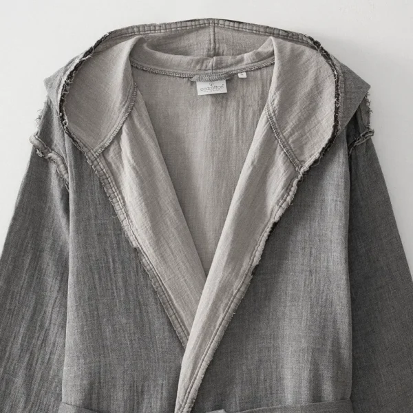 Ecocotton Melsa Heren ochtendkleed van Biologisch Katoen – Mousseline – Antraciet