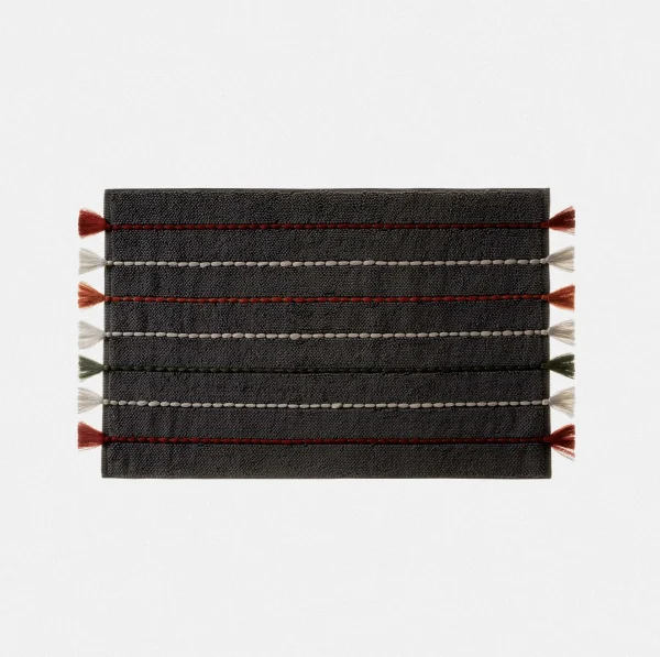 Ecocotton Katari Badmat 100% Katoen Handgeborduurd Antraciet 50x80cm