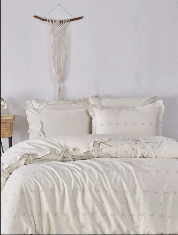 Ecocotton Carmen Tweepersoons Dekbedovertrek set  100% Biologisch Katoen Satijn Beige 200X220 CM