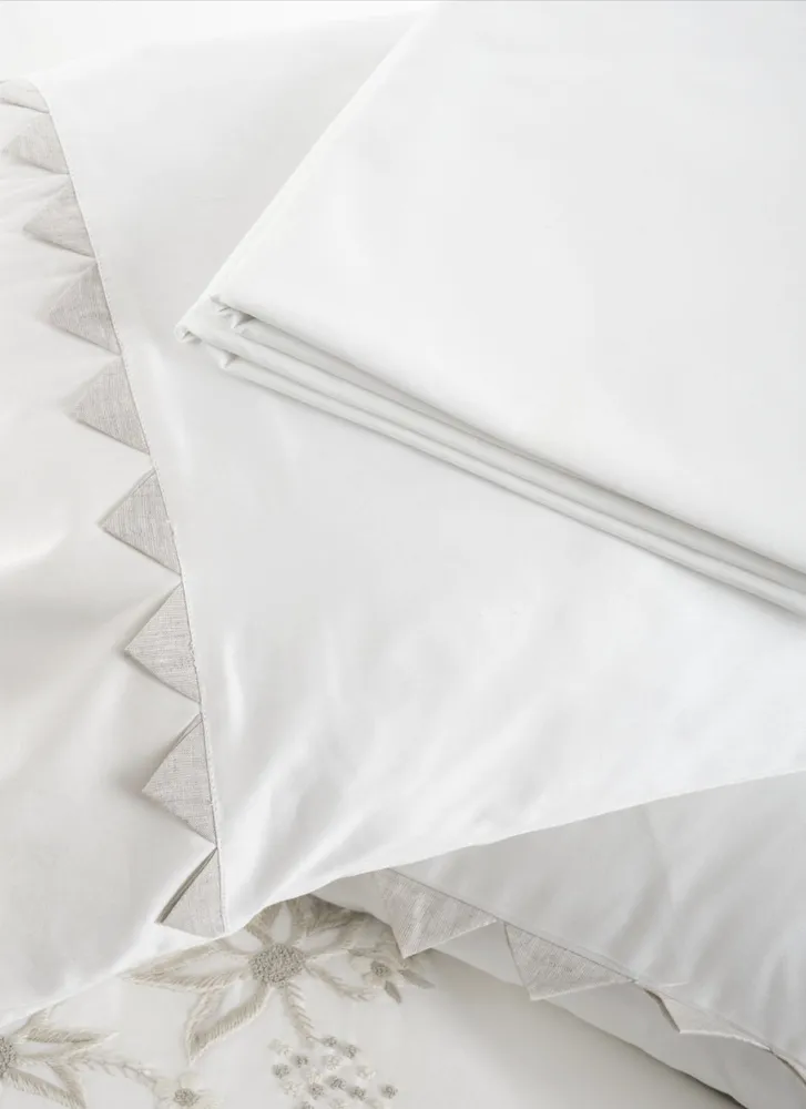 Ecocotton mona tweepersoons Dekbedovertrek set 100% biologisch katoen linnen handgeborduurd crème 200x220 CM - Afbeelding 3