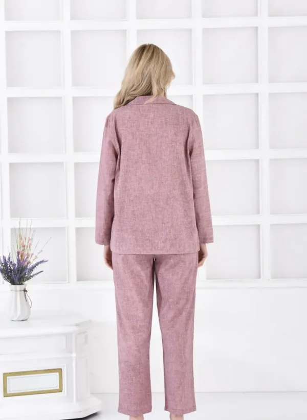 Ecocotton Helen Vrouwen Pyjama Set 100% Biologisch Katoen Linnen Mix Paars