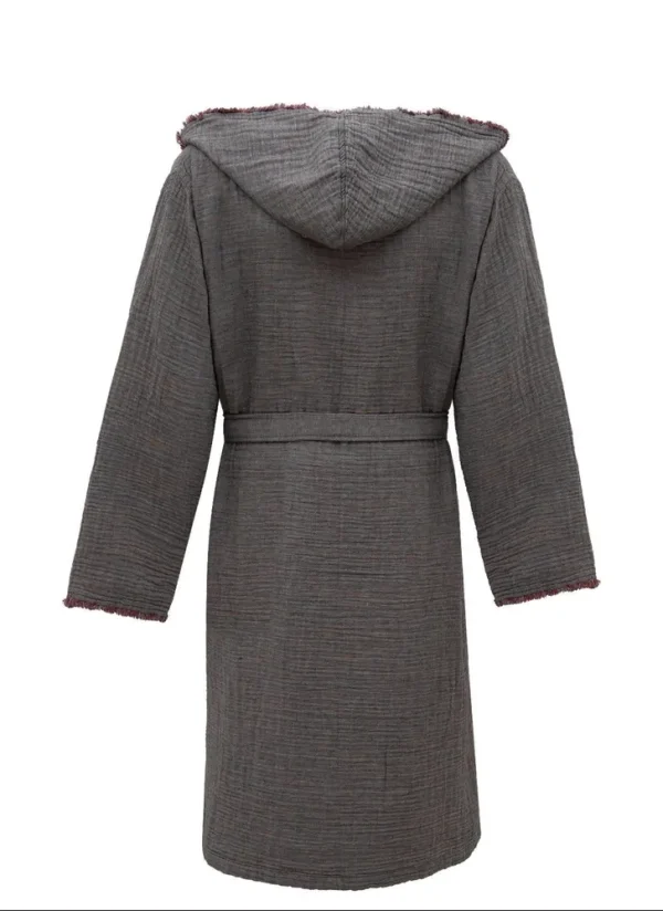 Ecocotton Muna Heren Badjas 100% Organisch Katoen Inject Bordeaux-Anthraciet