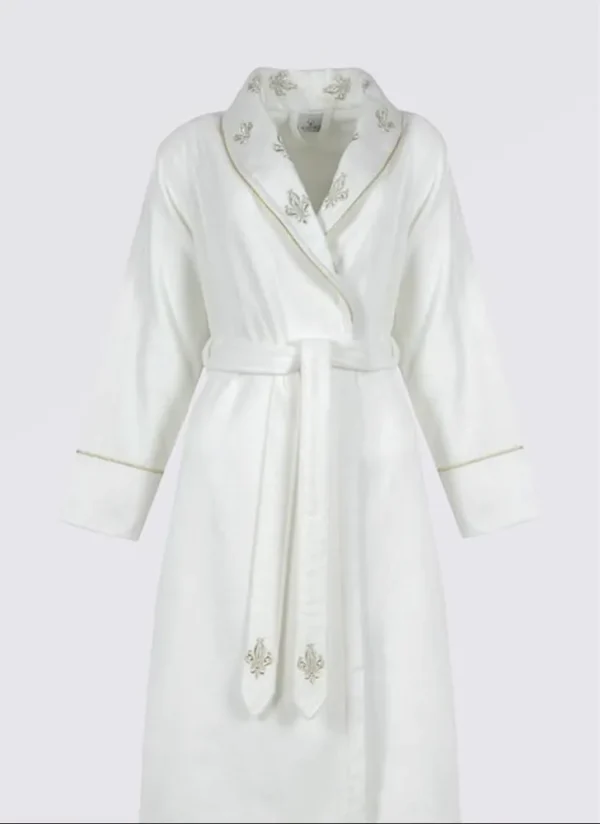Ecocotton Aslışah Familie Badjas Set 100% Biologisch Katoen Geborduurd Crème/Crème - M/L