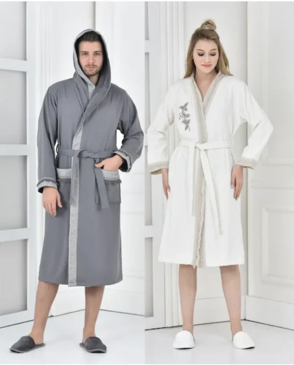 Ecocotton Miya Familie Badjas Set 10-Delig Crème-Anthraciet M/L