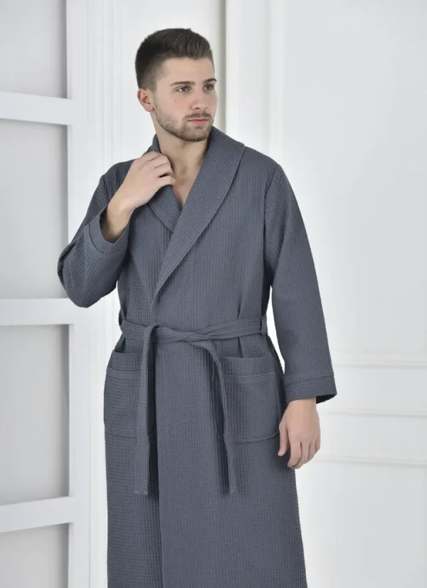 Green Black Afra herenbadjas in piqué 100% katoen marineblauw