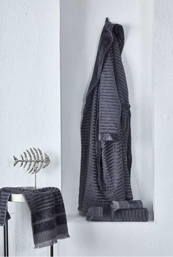 Ecocotton Zeus Heren Badjas 100% Biologisch Katoen Inject Antraciet