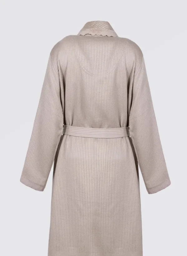 Ecocotton Alessa Dames Badjas in piqué 100% organisch katoen jacquard poeder