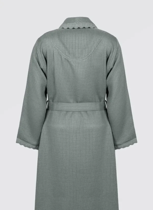 Ecocotton Alessa Pique Dames Badjas 100% biologisch katoen jacquard groen