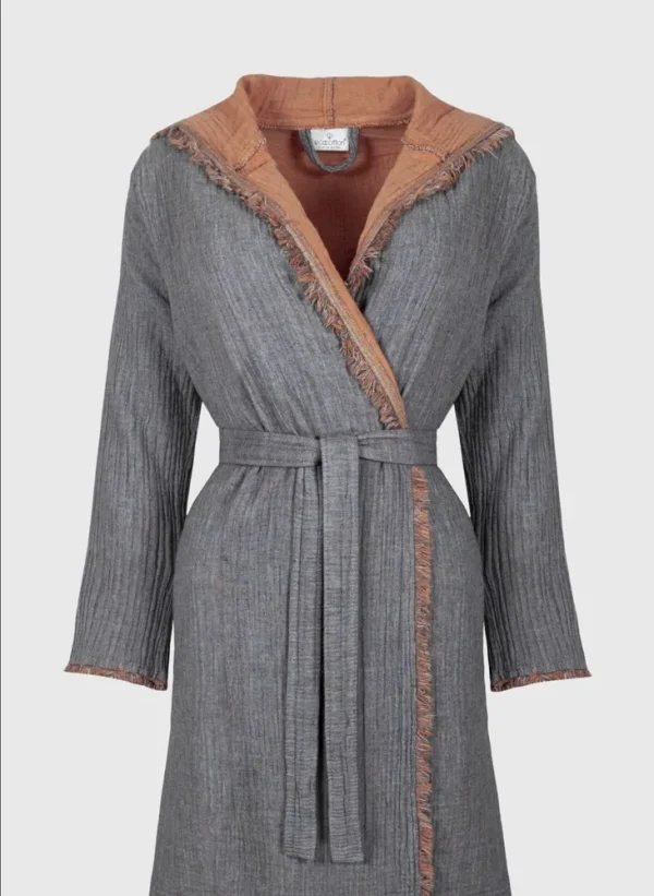 Ecocotton Muna Dames Badjas 100% Biologisch Katoen Inject Terra-Anthracite