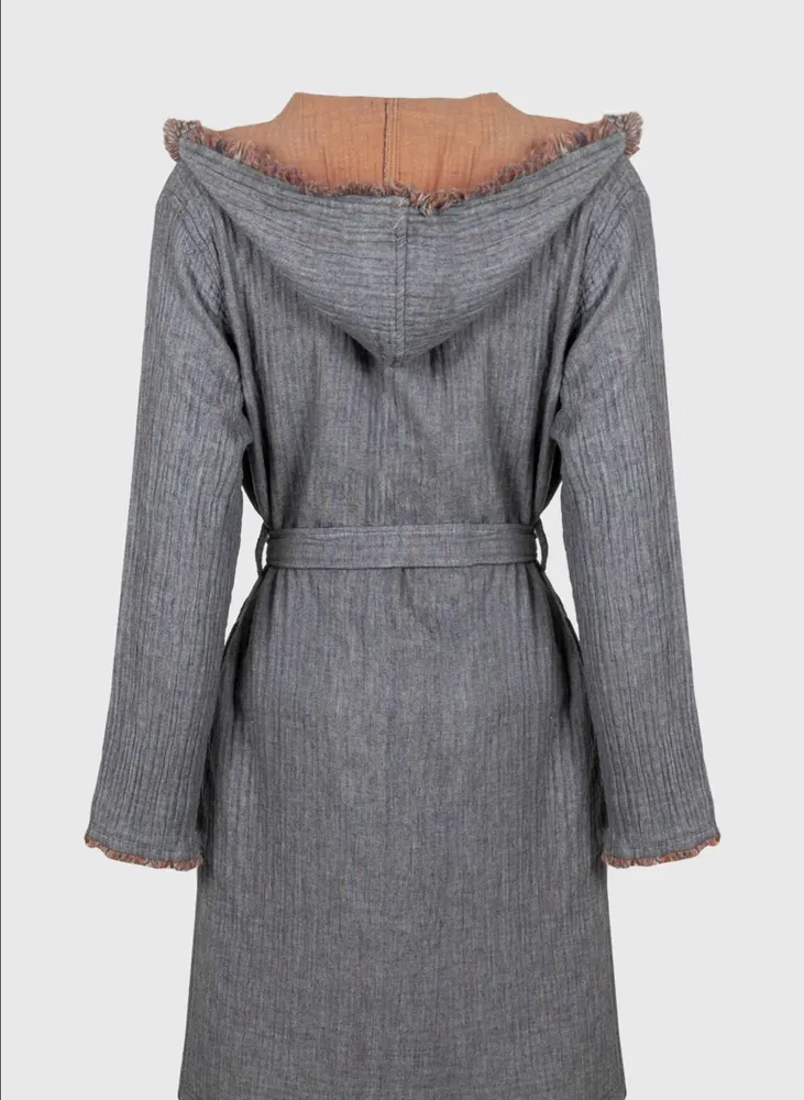 Ecocotton Muna Dames Badjas 100% Biologisch Katoen Inject Terra-Anthracite - Afbeelding 1