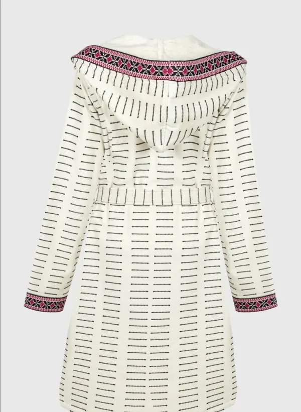 Ecocotton Laodikeia Dames Badjas 100% Biologisch Katoen Jacquard Crème