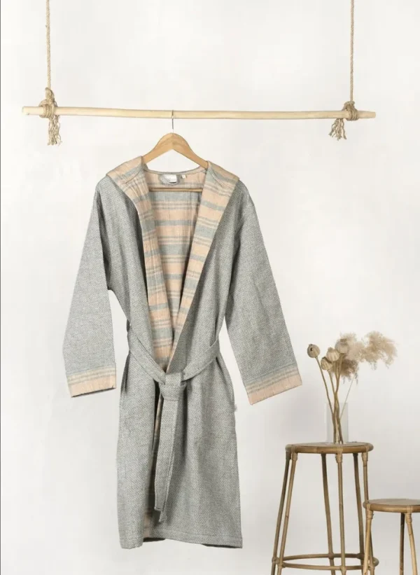 Ecocotton Mila dames badjas 100% biologische mousseline Groen / Bruin