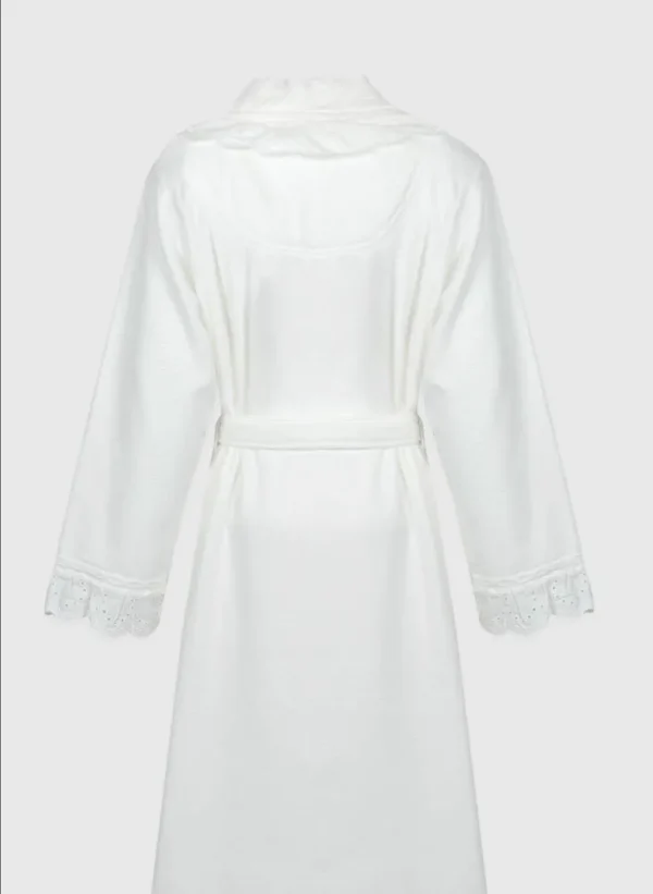 Ecocotton Elsa Dames Badjas 100% Biologisch Katoen Geborduurd Crème