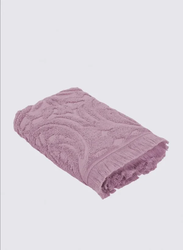 Green Black Elenora Handdoek 100% Katoen Gekamd Jacquard Lila 50x90 Cm