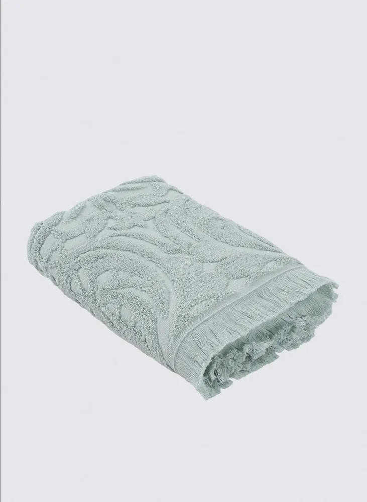 Green Black Elenora Hand en gezichtsdoek 100% Katoen Gekamd Jacquard Mint 50x90 Cm