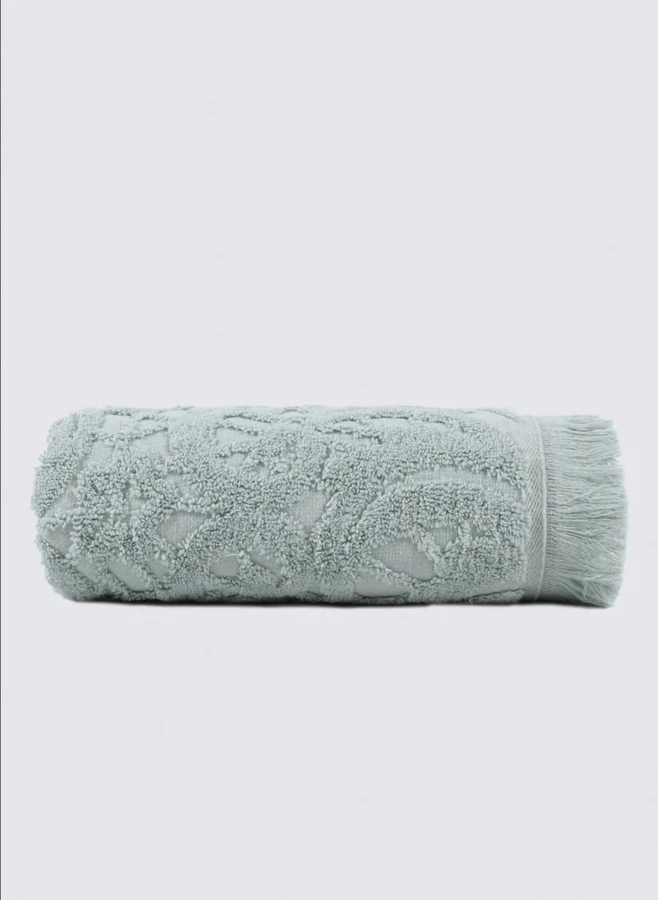 Green Black Elenora Hand en gezichtsdoek 100% Katoen Gekamd Jacquard Mint 50x90 Cm - Afbeelding 1