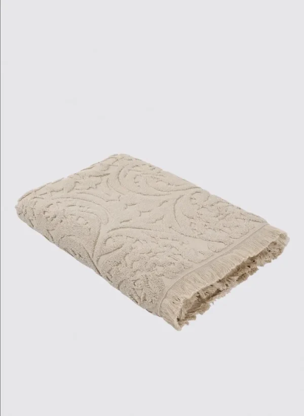 Green Black Elenora Badlaken 100% Katoen Gekamd Jacquard Crème 80x150 Cm