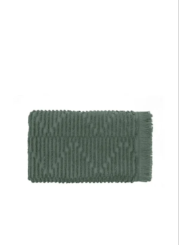 Green Black Anisa Hand en gezichtsdoek 100% Katoen Gekamd Jacquard Groen 50x90 Cm