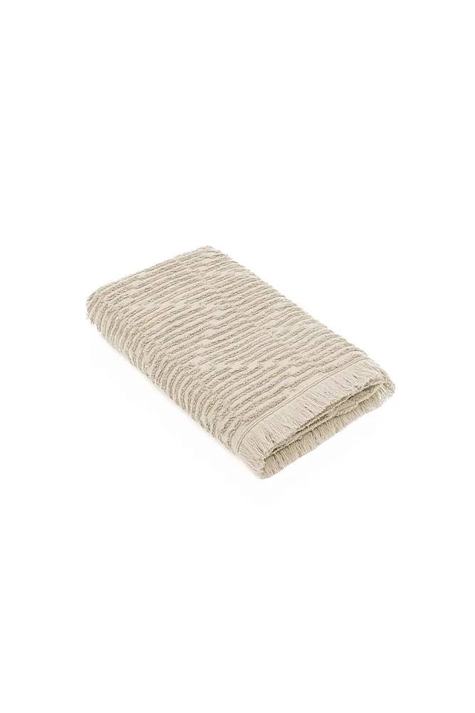 Green Black Anisa Hand En Gezichtsdoek 100% Katoen Gekamd Jacquard Beige 50x90 Cm