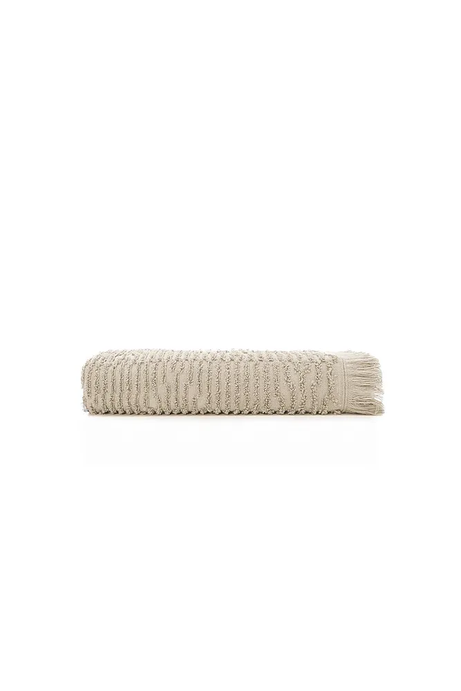Green Black Anisa Hand En Gezichtsdoek 100% Katoen Gekamd Jacquard Beige 50x90 Cm - Afbeelding 1