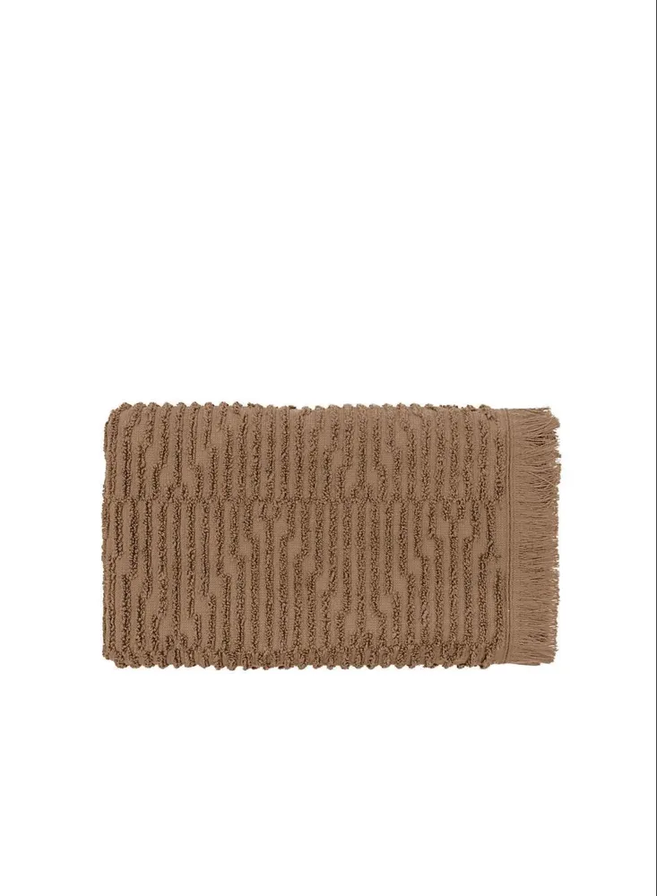 Green Black Anisa Hand En Gezichtsdoek 100% Katoen Gekamd Jacquard Bruin 50x90 Cm - Afbeelding 1