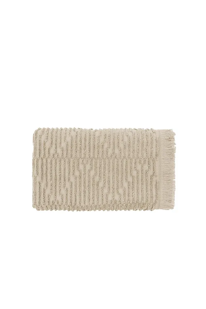 Green Black Anisa Hand En Gezichtsdoek 100% Katoen Gekamd Jacquard Beige 50x90 Cm - Afbeelding 2