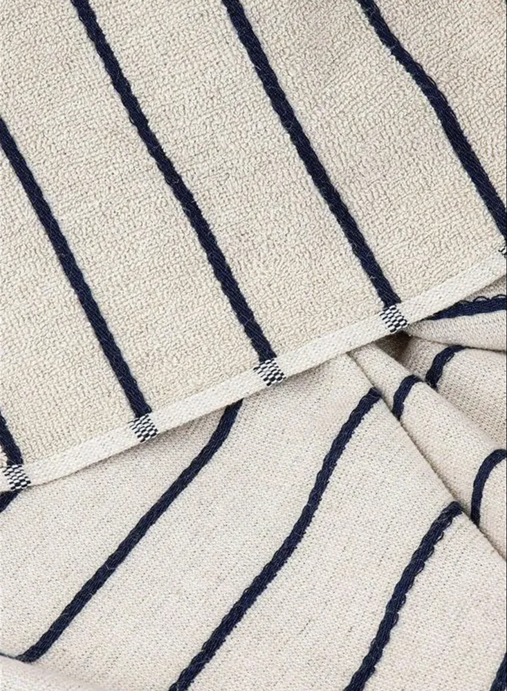 Ecocotton Arden Hand En Gezichtsdoek 100% Biologisch Gemengd Hennep Katoen Navy Blauw-Beige 50x90 Cm - Afbeelding 3