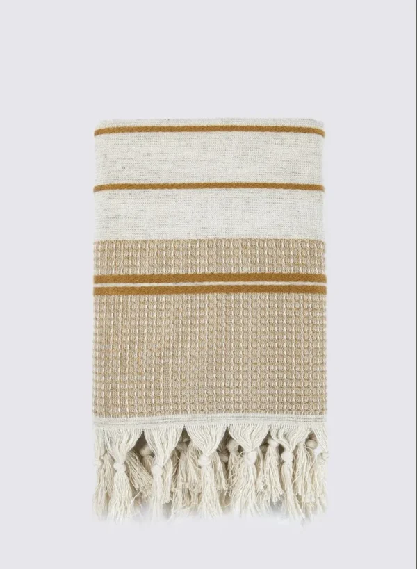 Ecocotton Arden Hand En Gezichtsdoek 100% Biologisch Gemengd Hennep Katoen Mosterd-Beige 50x90 Cm
