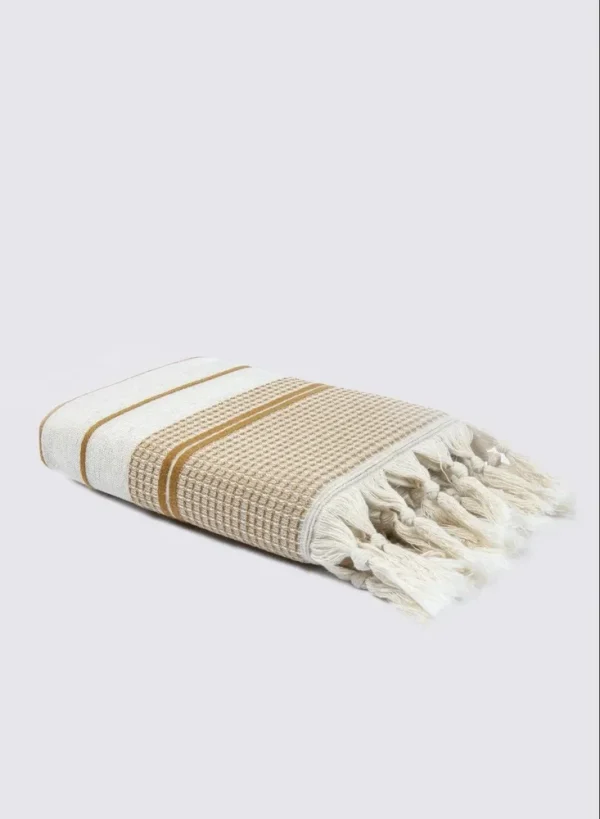 Ecocotton Arden Hand En Gezichtsdoek 100% Biologisch Gemengd Hennep Katoen Mosterd-Beige 50x90 Cm