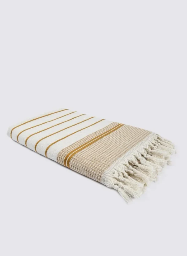 Ecocotton Arden Badlaken 100% Biologisch Gemengd Hennep Katoen Mustard-Beige 80x150 Cm
