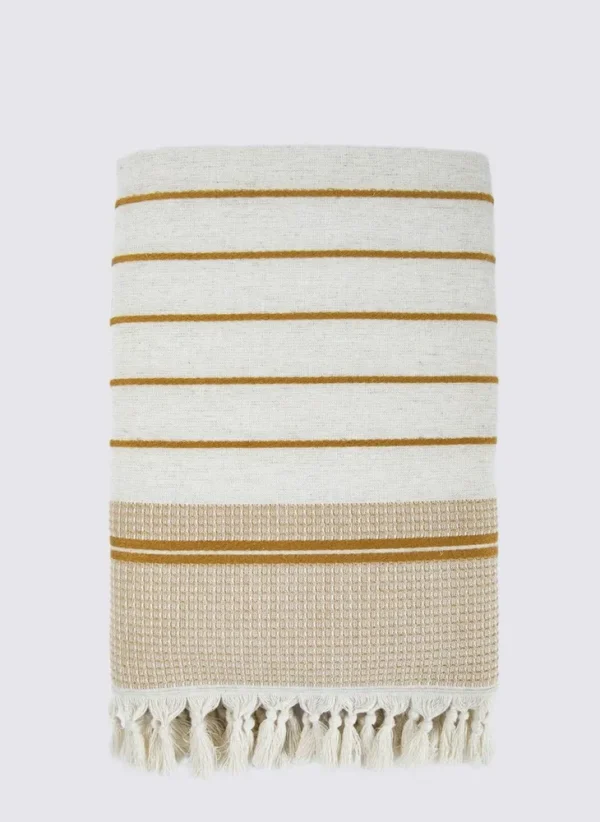 Ecocotton Arden Badlaken 100% Biologisch Gemengd Hennep Katoen Mustard-Beige 80x150 Cm