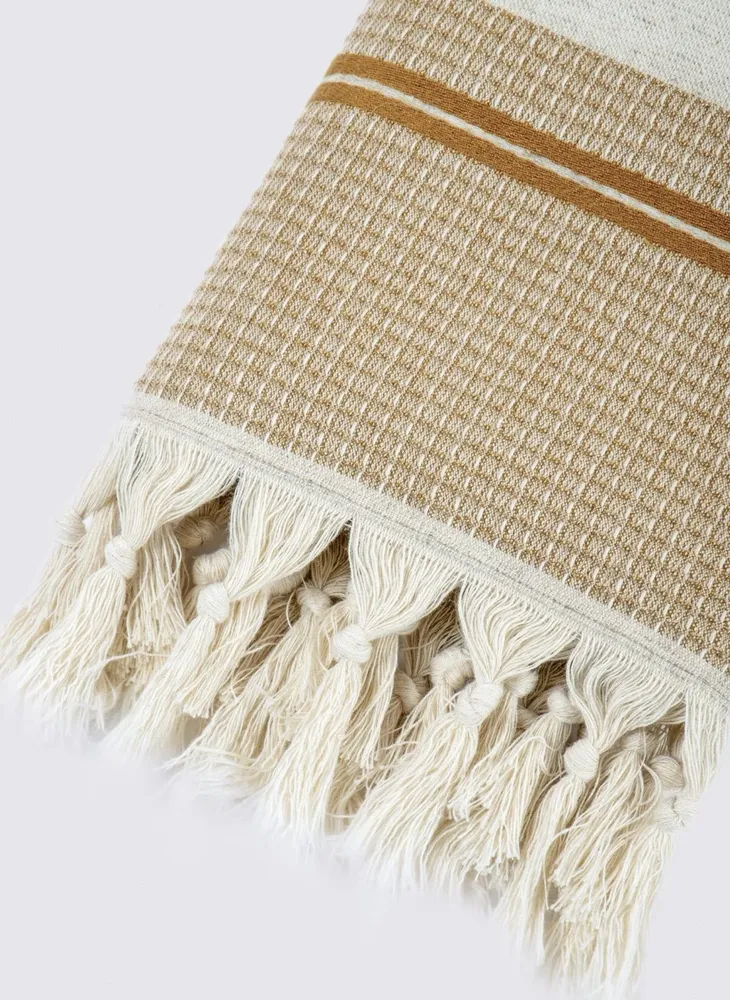 Ecocotton Arden Badlaken 100% Biologisch Gemengd Hennep Katoen Mustard-Beige 80x150 Cm - Afbeelding 2