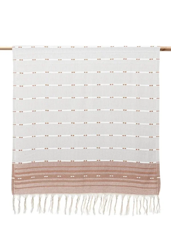 Ecocotton Milena Peshtemal 100% Katoen Jacquard Kelim Gerafeld Beige 90x180 Cm