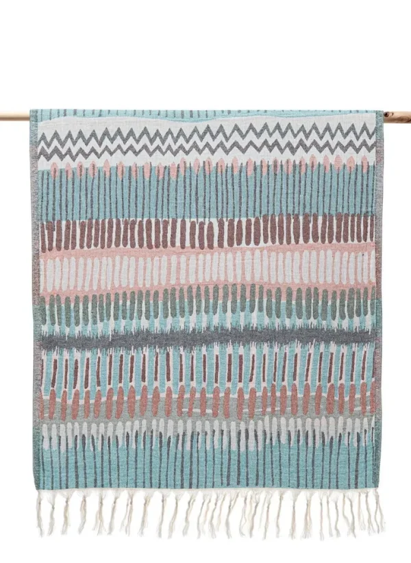 Ecocotton Mayra Peshtemal 100% organisch katoen jacquard groen 90x180 Cm