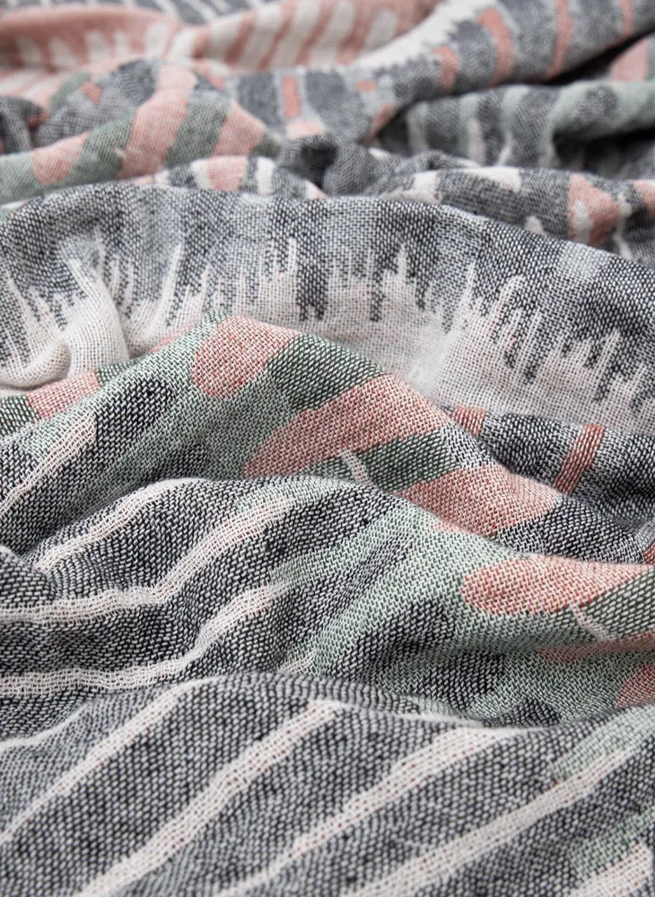 Ecocotton Mayra Peshtemal 100% biologisch katoen jacquard grijs 90x180 Cm - Afbeelding 3