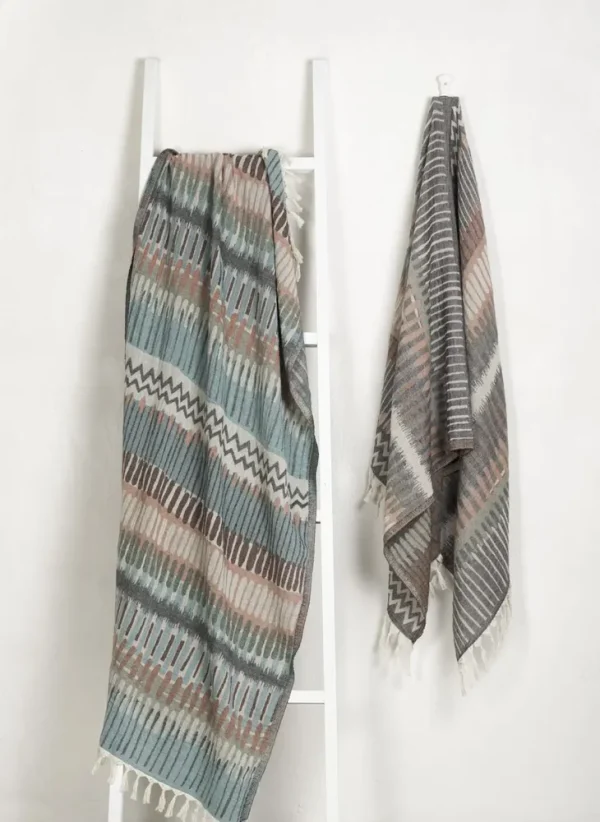Ecocotton Mayra Peshtemal 100% organisch katoen jacquard groen 90x180 Cm