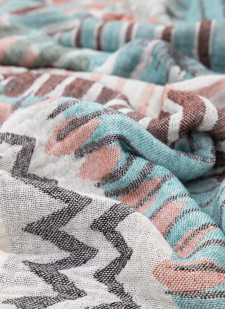 Ecocotton Mayra Peshtemal 100% organisch katoen jacquard groen 90x180 Cm - Afbeelding 4